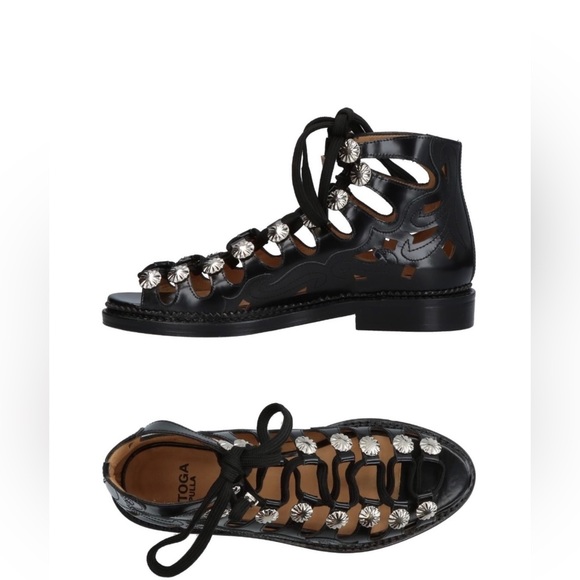 TOGA Pulla Black Polido Cutout Sandal 38 - Picture 1 of 15